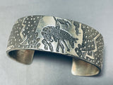 Completely Hand Carved Vintage Native American Navajo Sterling Silver Bracelet-Nativo Arts