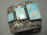 Biggest Best Vintage Native American Navajo #8 Turquoise Sterling Silver Bracelet-Nativo Arts