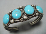 Museum Vintage Native American Navajo #8 Turquoise Sterling Silver Bracelet Cuff-Nativo Arts