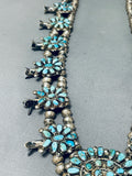 Gasp! Vintage Native American Navajo / Zuni Turquoise Sterling Silver Squash Blossom Necklace-Nativo Arts