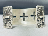 Signed Native American Navajo Sterling Silver Cross Bracelet-Nativo Arts