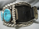 Rare Vintage Native American Navajo Henry Roanhorse Turquoise Sterling Silver Watch Bracelet-Nativo Arts