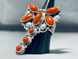 One Of The Best Ever Native American Navajo Coral Sterling Silver Dragonfly Ring-Nativo Arts