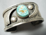 Intense Vintage Native American Navajo Carico Lake Turquoise Sterling Silver Bracelet Old-Nativo Arts