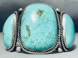 Signed Heavy Vintage 116 Gram Native American Navajo Turquoise Sterling Silver Bracelet-Nativo Arts