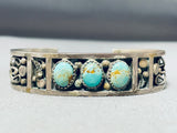 Rare Vintage Native American Navajo 3 Royston Turquoise Storyteller Sterling Silver Bracelet-Nativo Arts