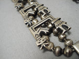 Detailed Vintage Native American Navajo Yei Sterling Silver Squash Blossom Necklace Old-Nativo Arts