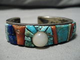 Museum Quality Vintage Native American Navajo 3d Inlay Sterling Silver Bracelet Cuff Old-Nativo Arts