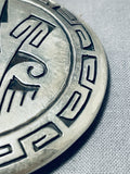 One Of The Eldest Native American Navajo Artist Vintage Sterling Silver Geometirc Buckle-Nativo Arts