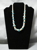 Native American Rare Older Vintage Santo Domingo Graduating Shell Turquoise Necklace Old-Nativo Arts