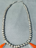 Jenn Signed Vintage Native American Navajo Turquoise Shell Sterling Silver Necklace-Nativo Arts