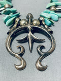 Glorious Vintage Native American Navajo Royston Turquoise Sterling Silver Squashblossom Necklace-Nativo Arts