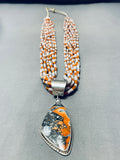 The Best Native American Navajo Orange Coral Poppy Jasper Sterling Silver Necklace-Nativo Arts