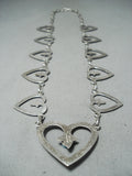 Important Bitsoi Family Native American Navajo Turquoise Sterling Silver Heart Necklace-Nativo Arts
