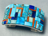 One Of The Best Native American Navajo Turquoise Coral Sterling Silver Bracelet-Nativo Arts