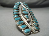 Big Waving Native American Navajo Turquoise Cluster Sterling Silver Ring-Nativo Arts