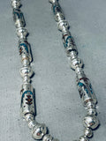 Very Important Singer Vintage Native American Navajo Turquoise Sterling Silver Tube Necklace-Nativo Arts