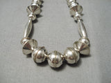 Superior Vintage Native American Navajo Hand Tooled Sterling Silver Necklace-Nativo Arts