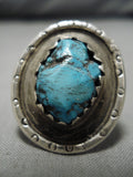 Old Bisbee Turquoise Vintage Navajo Sterling Silver Native American Ring Old-Nativo Arts