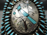 One Of Biggest Best Vintage Native American Navajo Turquoise Bluejay Sterling Silver Bracelet-Nativo Arts
