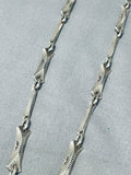 Important Vintage Native American Navajo Lander Blue Turquoise Sterling Silver Necklace-Nativo Arts