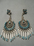 Incredible Vintage Zuni Native American Turquoise Sterling Silver Earrings-Nativo Arts