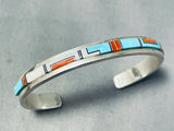 Important Vintage Native American Navajo Turquoise Sterling Silver Bracelet Signed-Nativo Arts