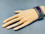 Native American Heavy Vintage Southwestern Sterling Silver Sugilite Bracelet Cuff-Nativo Arts