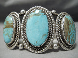Huge Heavy Vintage Native American Navajo #8 Turquoise Sterling Silver Bracelet Old-Nativo Arts