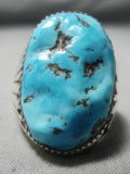 Important Vintage Native American Zuni Ithaca Peak Turquoise Sterling Silver Men's Ring-Nativo Arts