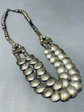 One Of The Most Incredible Vintage Native American Navajo Sterling Silver Flay Bead Necklace-Nativo Arts