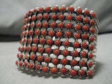 One Of The Best Native American Navajo Snake Eyes Coral Sterling Silver Bracelet- Huge!-Nativo Arts