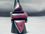 Striking Native American Navajo Purple Spiny Oyster Sterling Silver Ring Signed-Nativo Arts