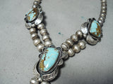 Incredible Vintage Native American Navajo #8 Turquoise Sterling Silver Naja Necklace-Nativo Arts
