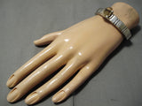Huge Rare Vintage Native American Navajo Citrine Sterling Silver Bracelet-Nativo Arts