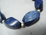 Amazing Navajo Native American Lapis Sterling Silver Necklace-Nativo Arts