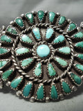 Opulent Vintage Native American Navajo Cerrillos Turquoise Sun Sterling Silver Bracelet Old-Nativo Arts