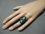 So Detailed!! Vintage Native American Navajo Zuni Turquoise Leaf Sterling Silver Ring Old-Nativo Arts