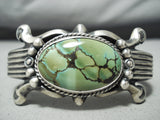 For Large Wrist Heavy Vintage Native American Navajo Green Turquoise Sterling Silver Bracelet-Nativo Arts