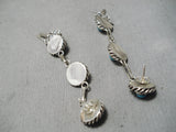 Twist Coil Vintage Native American Zuni Sleeping Beauty Turquoise Sterling Silver Earrings-Nativo Arts