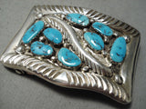 Carmelita Simplicio Vintage Native American Zuni Morenci Turquoise Sterling Silver Buckle Old-Nativo Arts