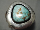 Fat Teardrop Vintage Native American Navajo Carico Lake Turquoise Sterling Silver Bracelet-Nativo Arts