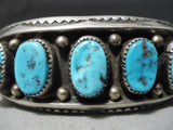 Heavy 72 Gram Vintage Native American Navajo Turquoise Sterling Silver Stamped Bracelet-Nativo Arts
