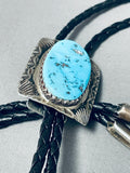 Marvelous Vintage Native American Navajo Morenci Turquoise Sterling Silver Bolo-Nativo Arts