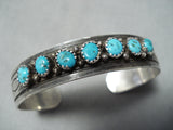Amazing Vintage Native American Navajo Kingman Turquoise Sterling Silver Bracelet Old-Nativo Arts