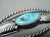 Amazing Vintage Native American Navajo Kingman Turquoise Sterling Silver Hair Barrette Old-Nativo Arts