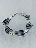 Fascinating Native American Navajo Signed Sterling Silver Linked Fans Bracelet-Nativo Arts