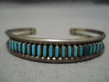 Intricate!! Vintage Native American Zuni Navajo Neelde Turquoise Sterling Silver Bracelet-Nativo Arts