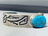 Important Signed Vintage Native American Hopi Old Turquoise Sterling Silver Bracelet-Nativo Arts