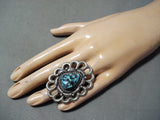 Tremendous Vintage Navajo Turquoise Sterling Silver Ring Native American Old-Nativo Arts